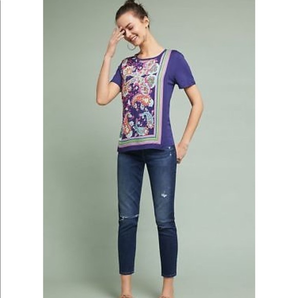 ANTHROPOLOGIE NWT Maddie Printed Top Maeve Tee New - Picture 1 of 4